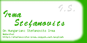 irma stefanovits business card